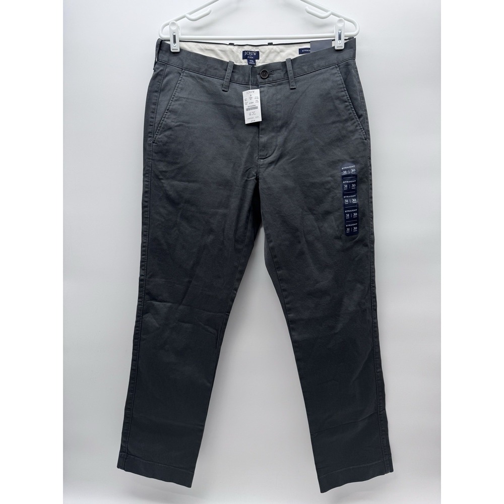 NWT J Crew Flex Straight Chino Pants Mens 31x30 Charcoal Gray Stretch Twill New